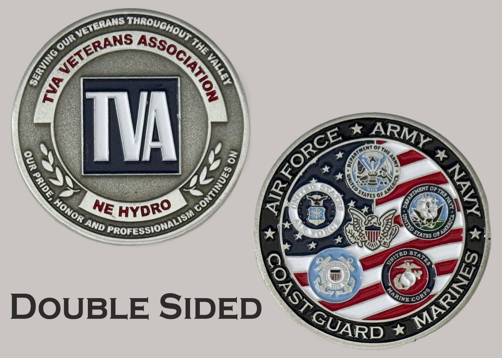 TVA Veterans Association NE Hydro Five Military Branches Challenge Coin  J#26