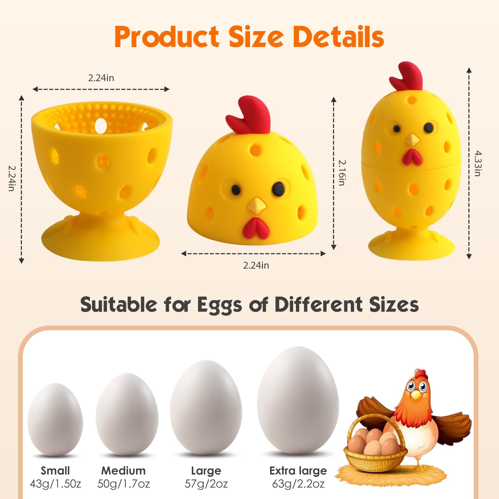 Egg Brush Cleaner Egg Cleaner Scrubber for Fresh Eggs Silicone (Yellow, 1 Set)