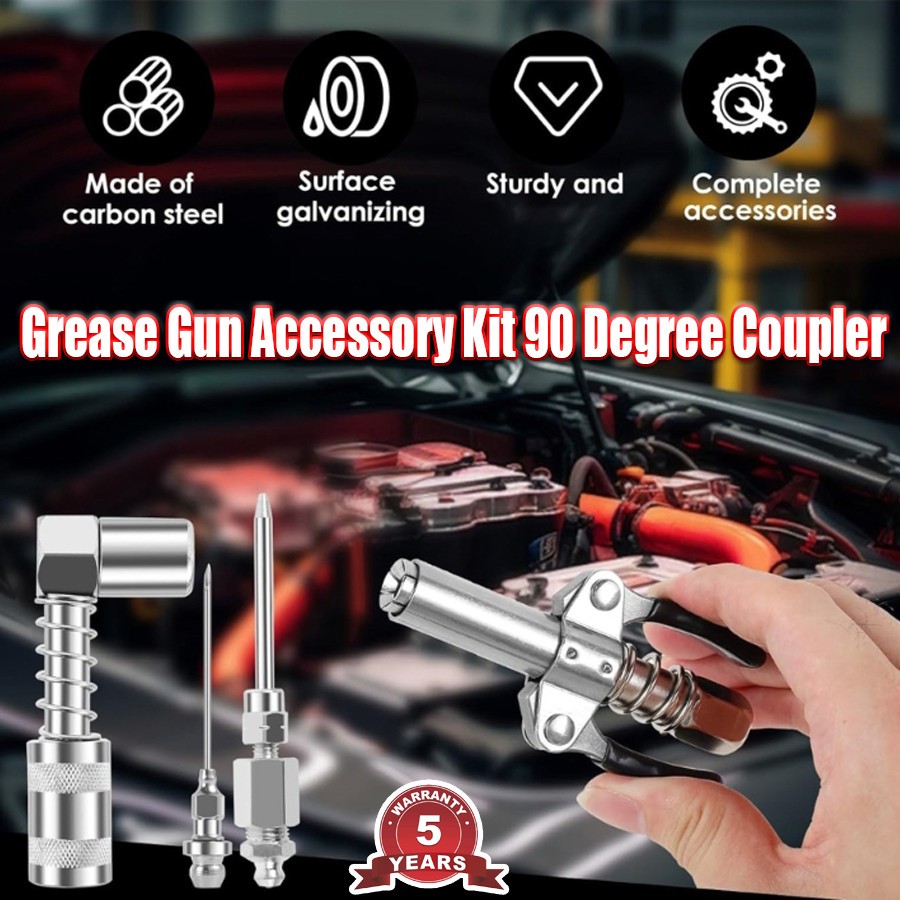 90 Degree Grease Gun Coupler & Needle Dispenser & Injection Needle Tips with Cap
