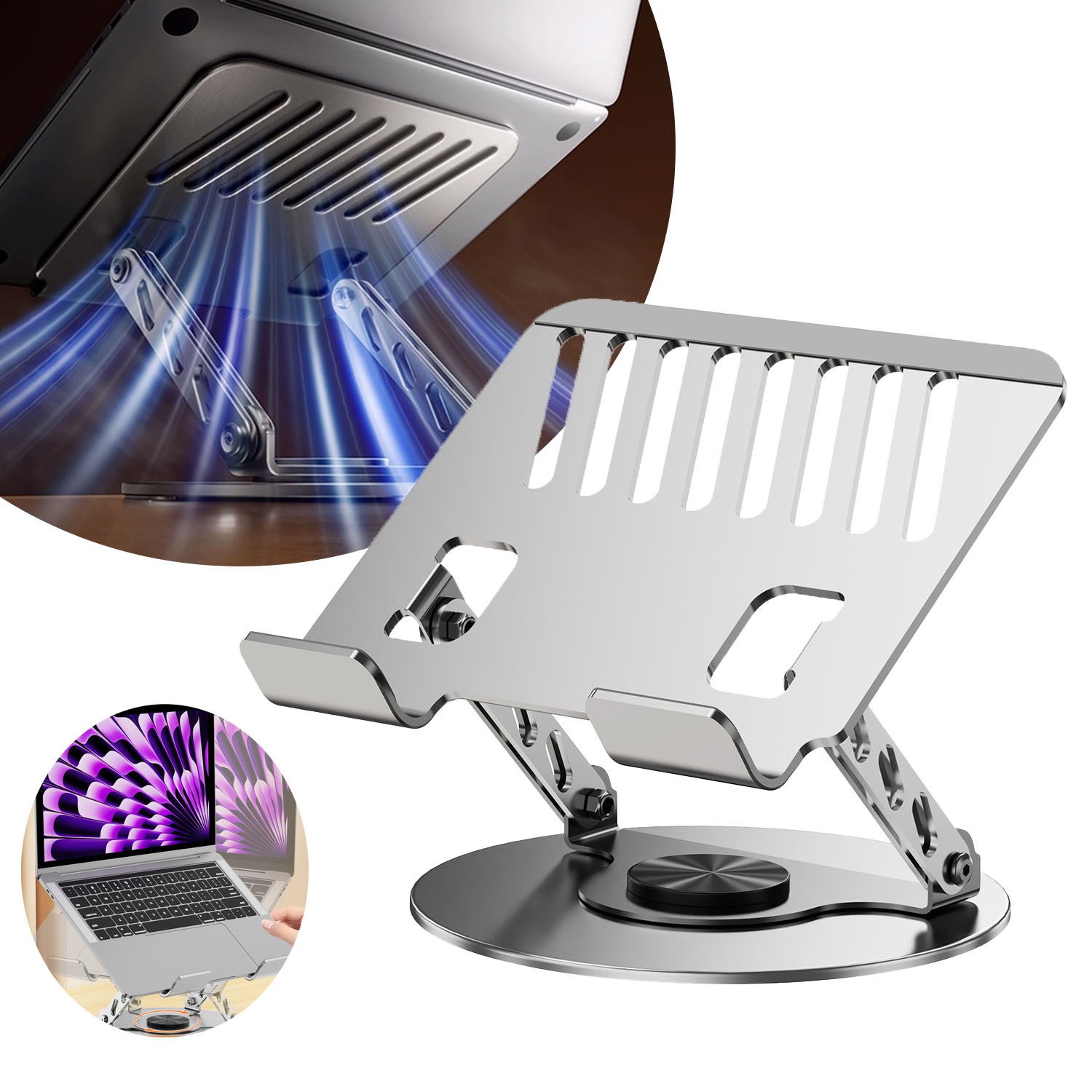 Adjustable Foldable Laptop Stand Aluminum Notebook Riser Computer Holder Desk