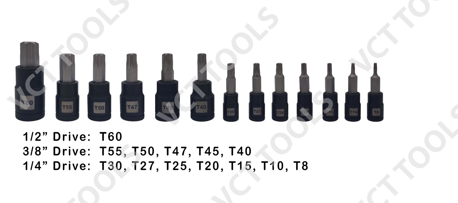 25pc Master Torx Socket and Impact E-Torx Socket Set, T8-T60 & E4-E22