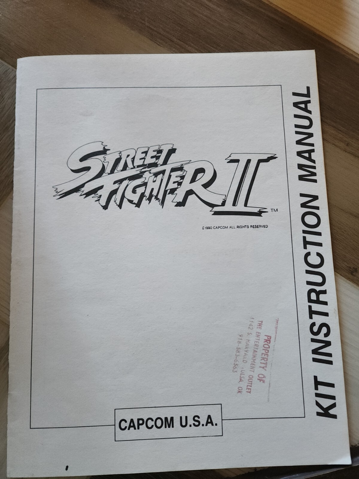 Vintage Street Fighter II Arcade Video Game Manual