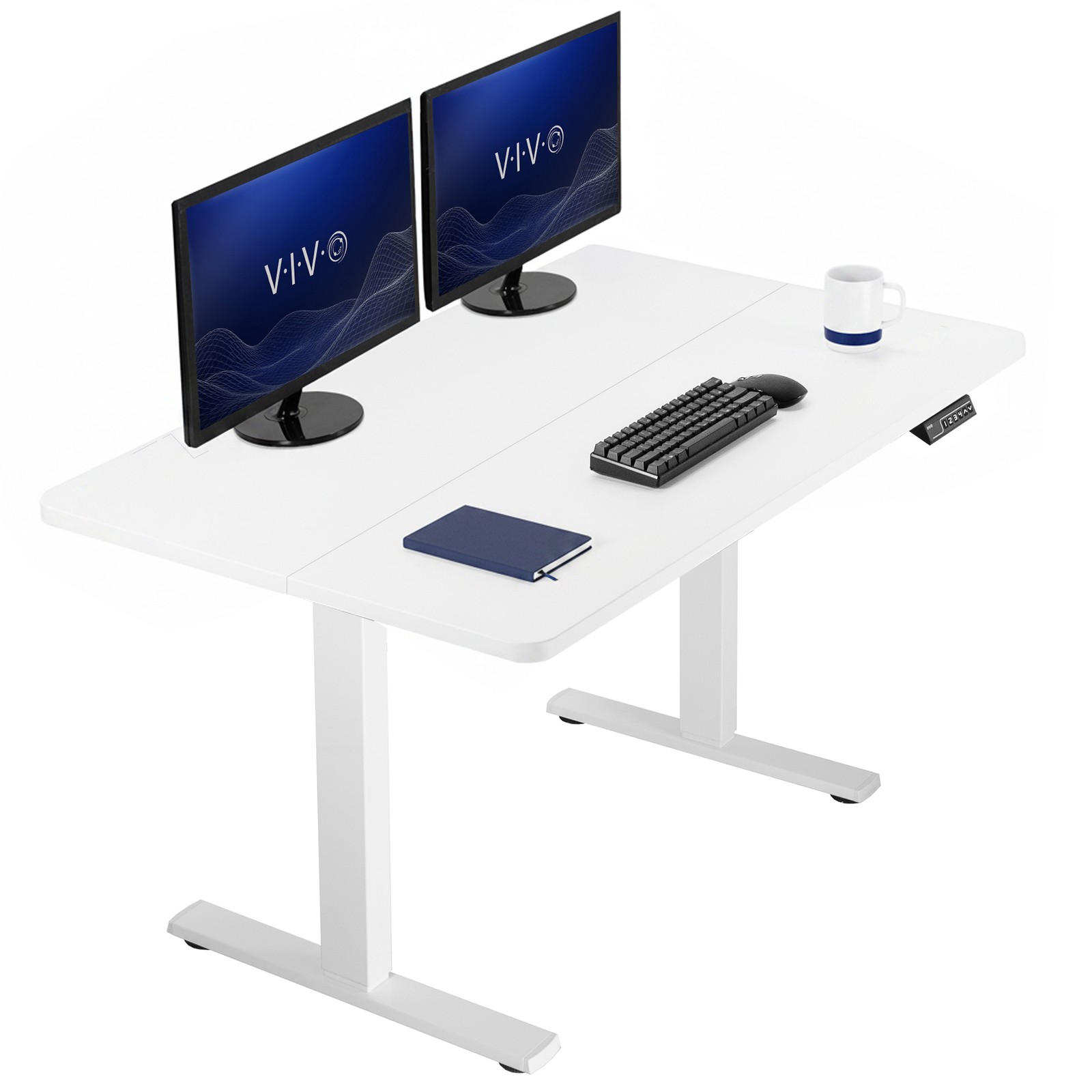 VIVO Electric 43” x 24” Stand Up Desk, White Table Top, White Frame