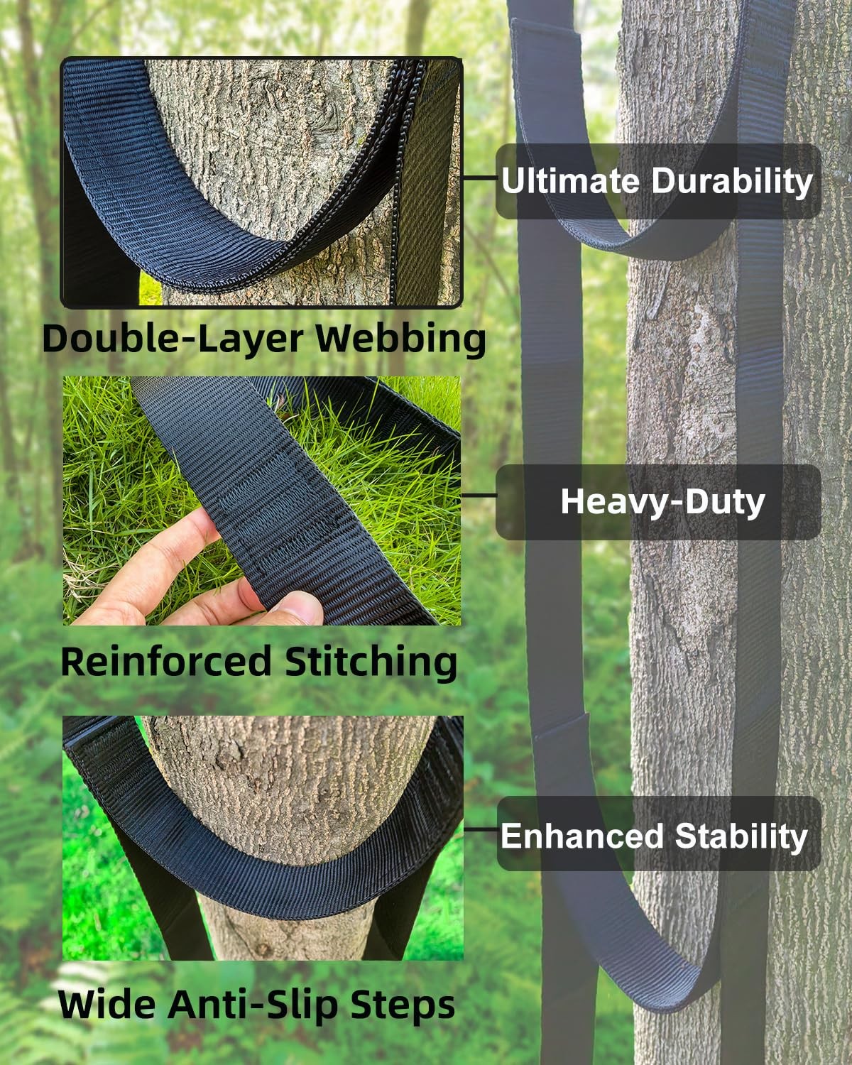 Climbing Aider, 3-Step Rope Ladder, Double-Thickened for Hunting Tree Steps &...