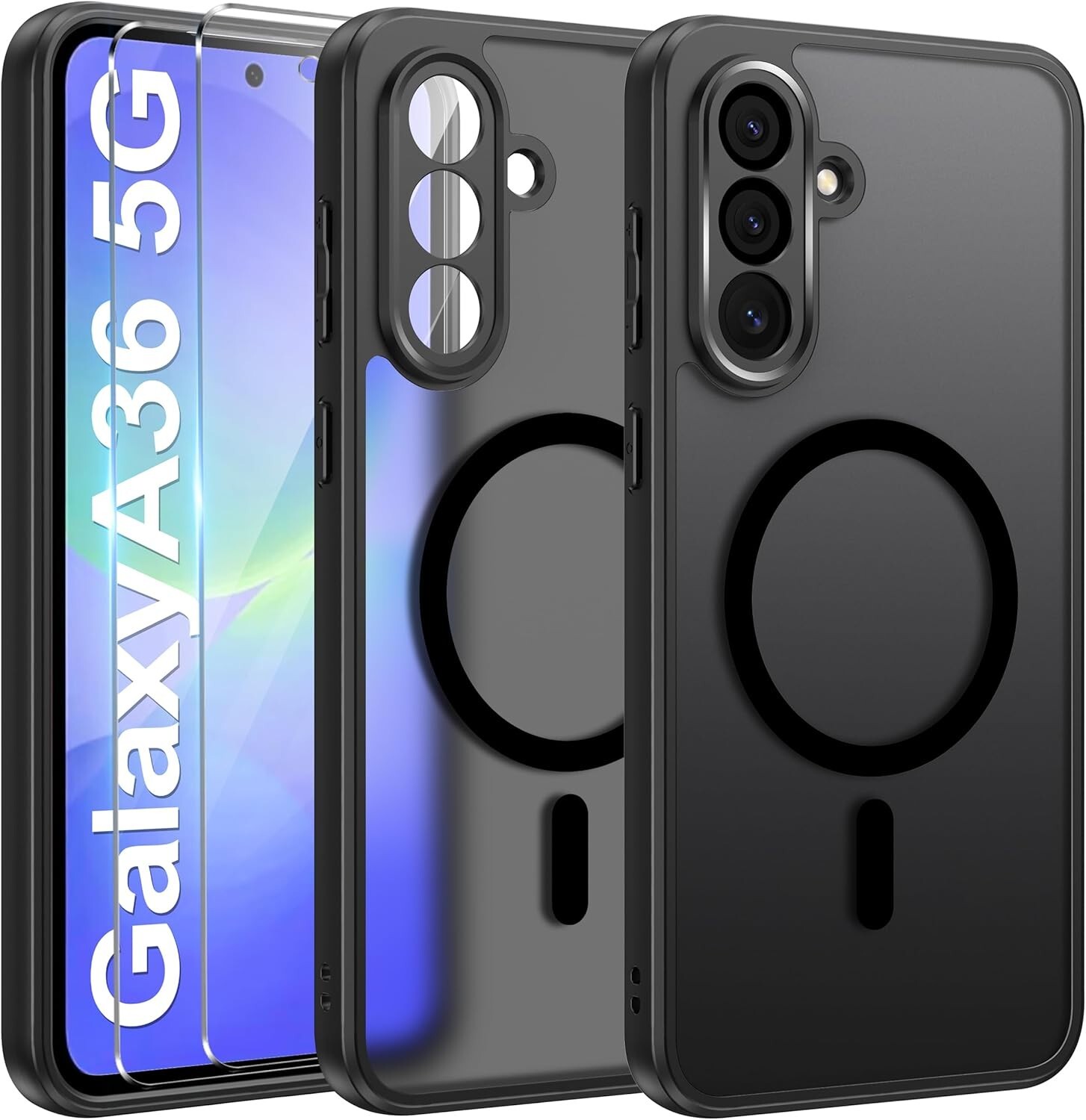 Case + 2X Tempered Glass For Samsung Galaxy A36 5G Screen Protector MagSafe Case 9H