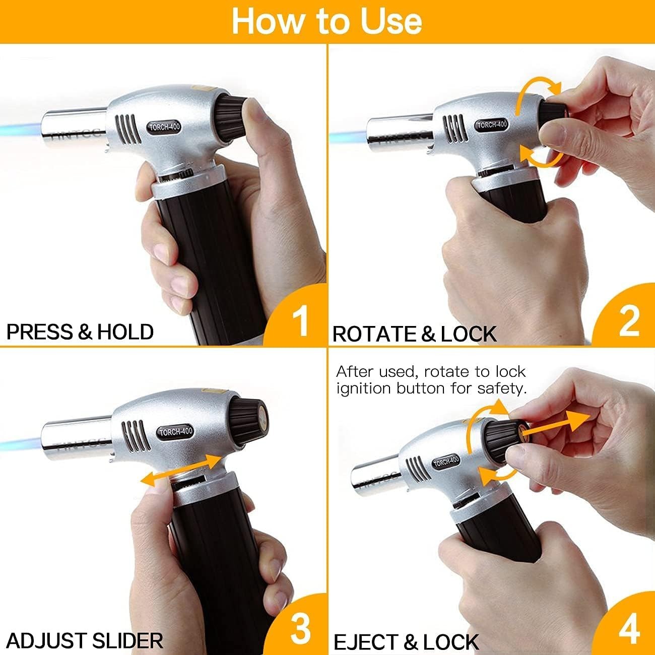 Professional Chef Cooking Torch - Adjustable Flame, Compact & Portable Design