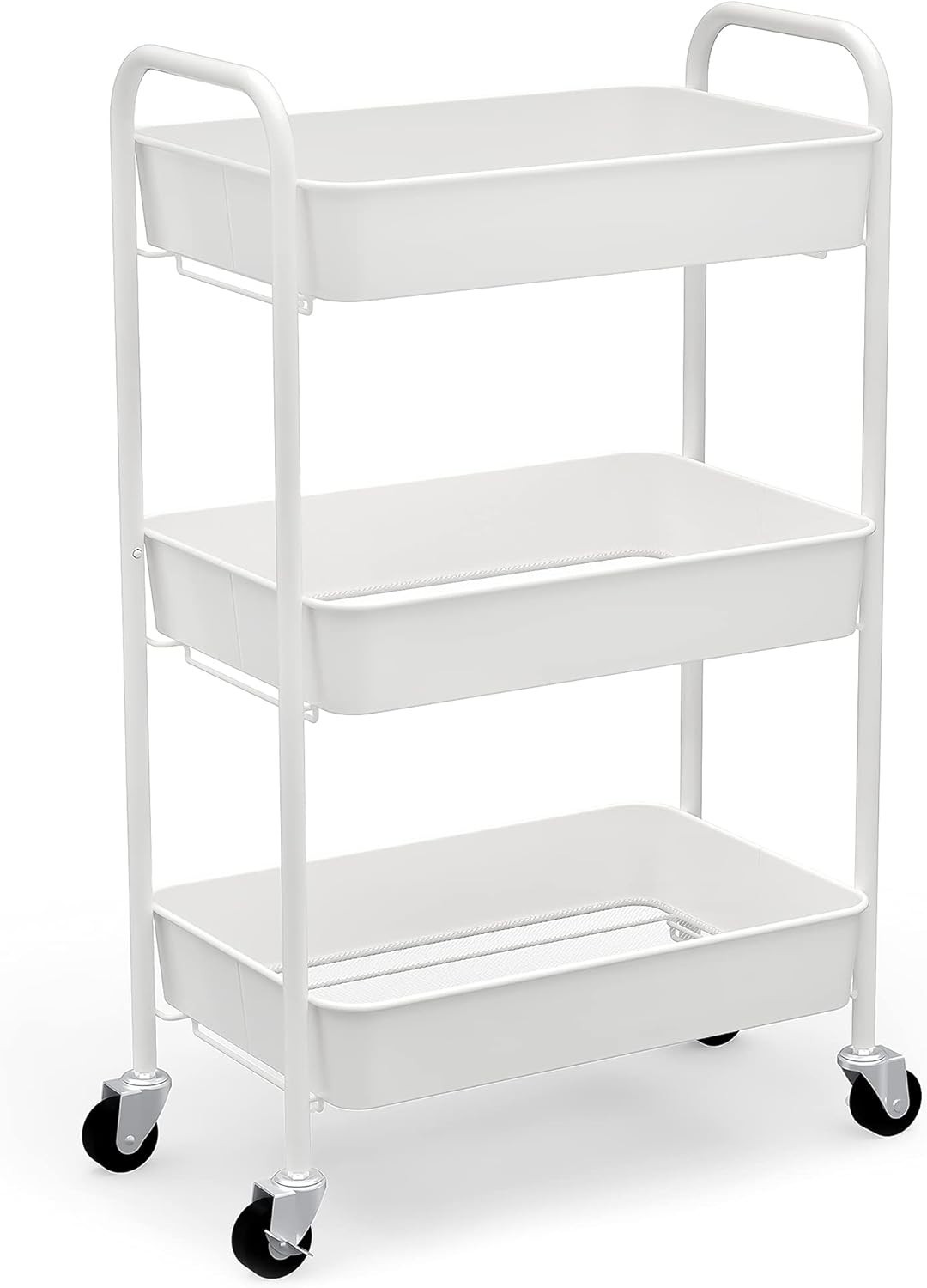3-Tier Rolling Metal Storage Organizer - White