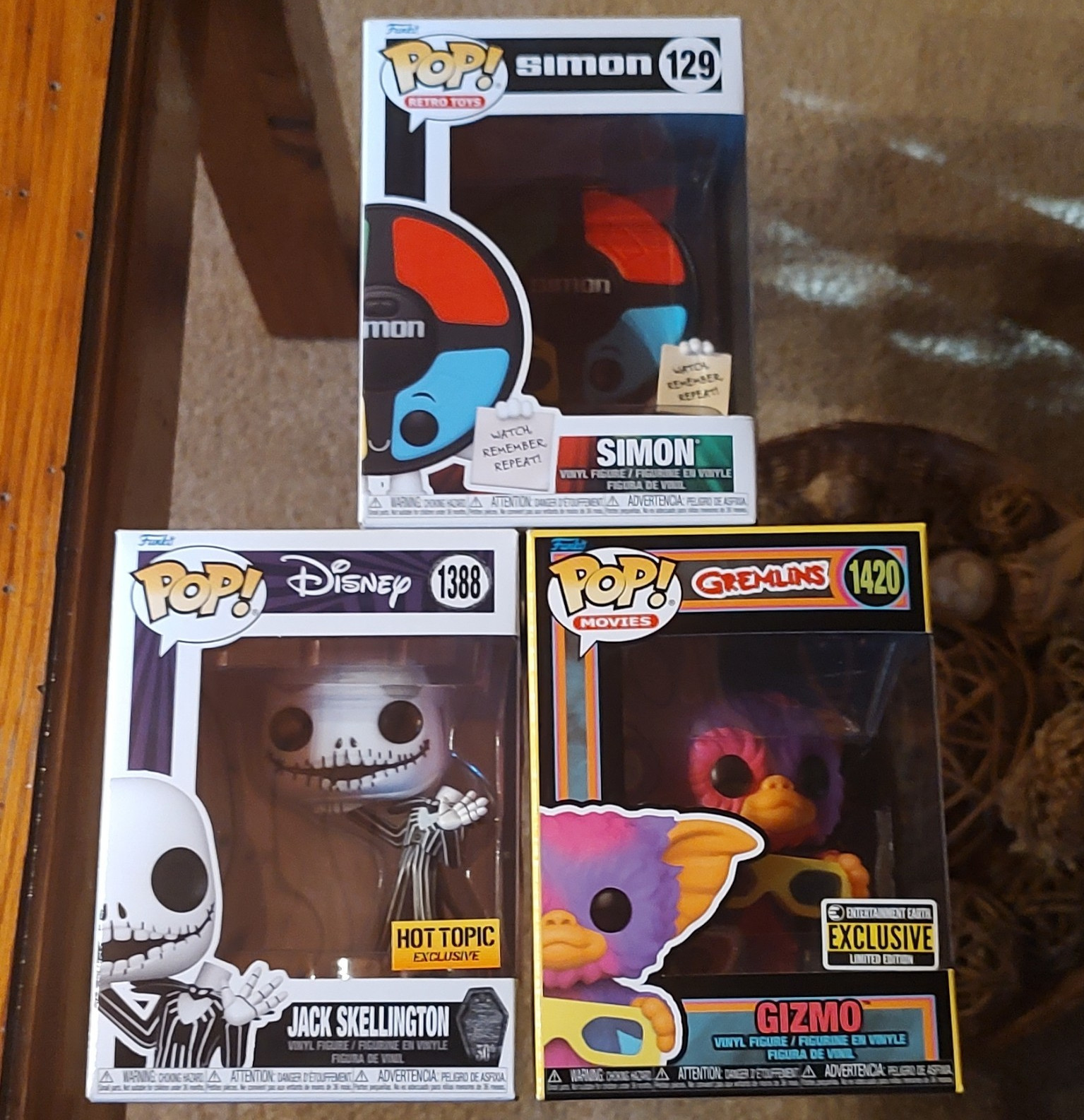 Funko Pop! Vinyl 3-Pack Lot Simon #129 Jack Skellington #1388 Gizmo #1420