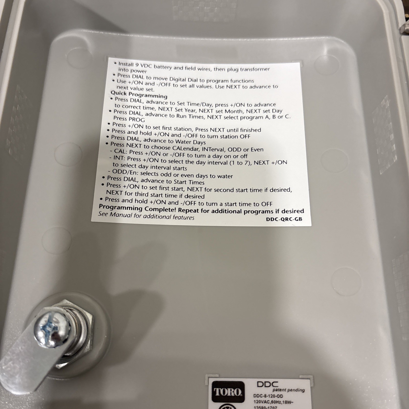 TORO 53808 DDC-8 ID OD Controller Timer Digital Dial 8 Zone Sprinkler Box