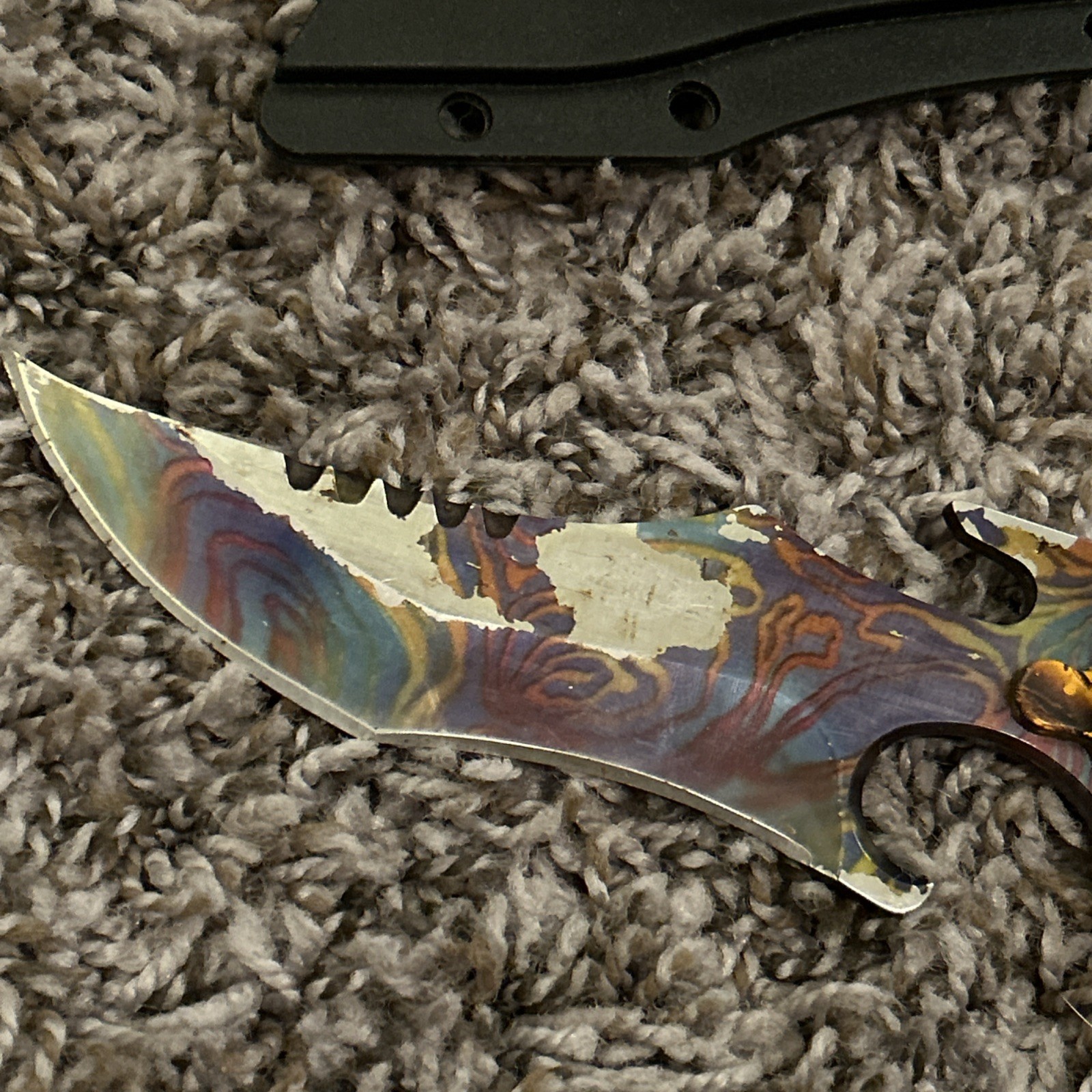 ORANGE CAMO Fixed RAINBOW Blade Karambit Neck Knife