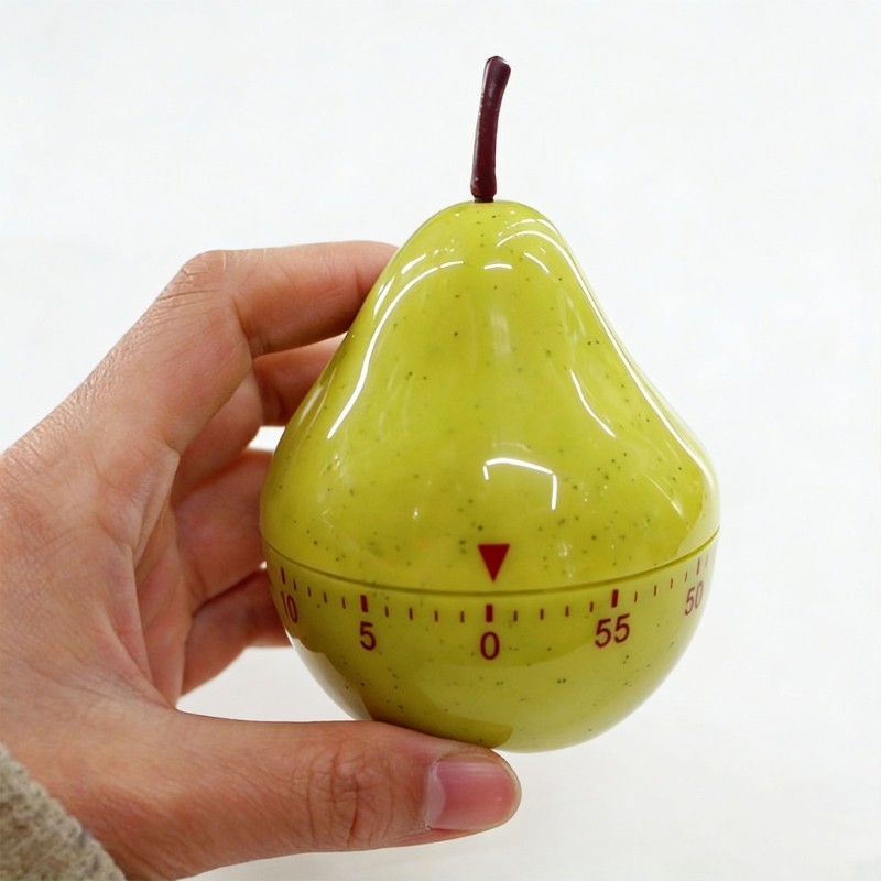 Accurate 60Minute Pear Shaped Timer Mechanical Operation Kitchen Reminder