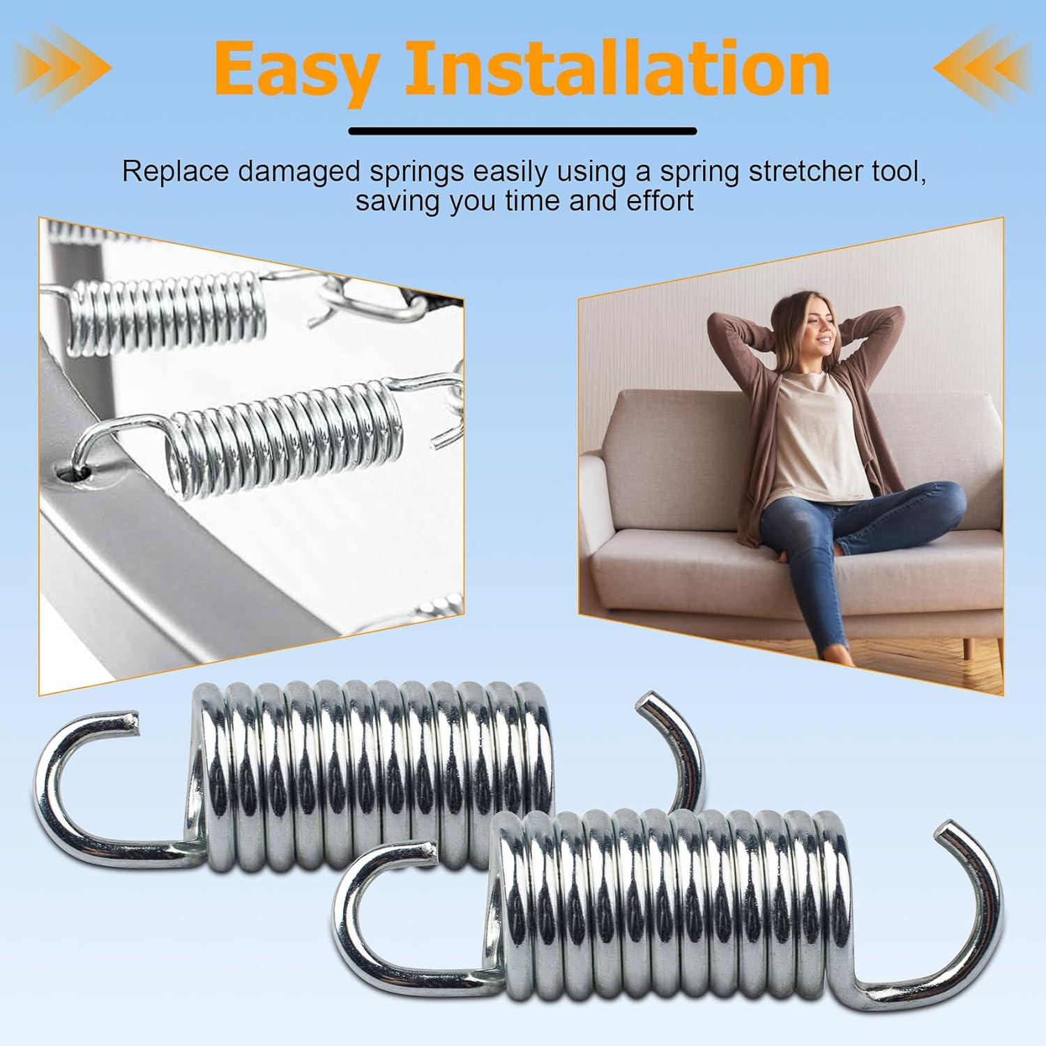 8 Pack 2-1/2 Inches Overall Length Spring Furniture Replacement Extension Tensio