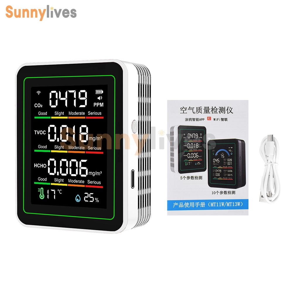 Tuya WIFI Air Quality Monitor 5 in 1 Formaldehyde TVOC CO2 Temperature Humidity