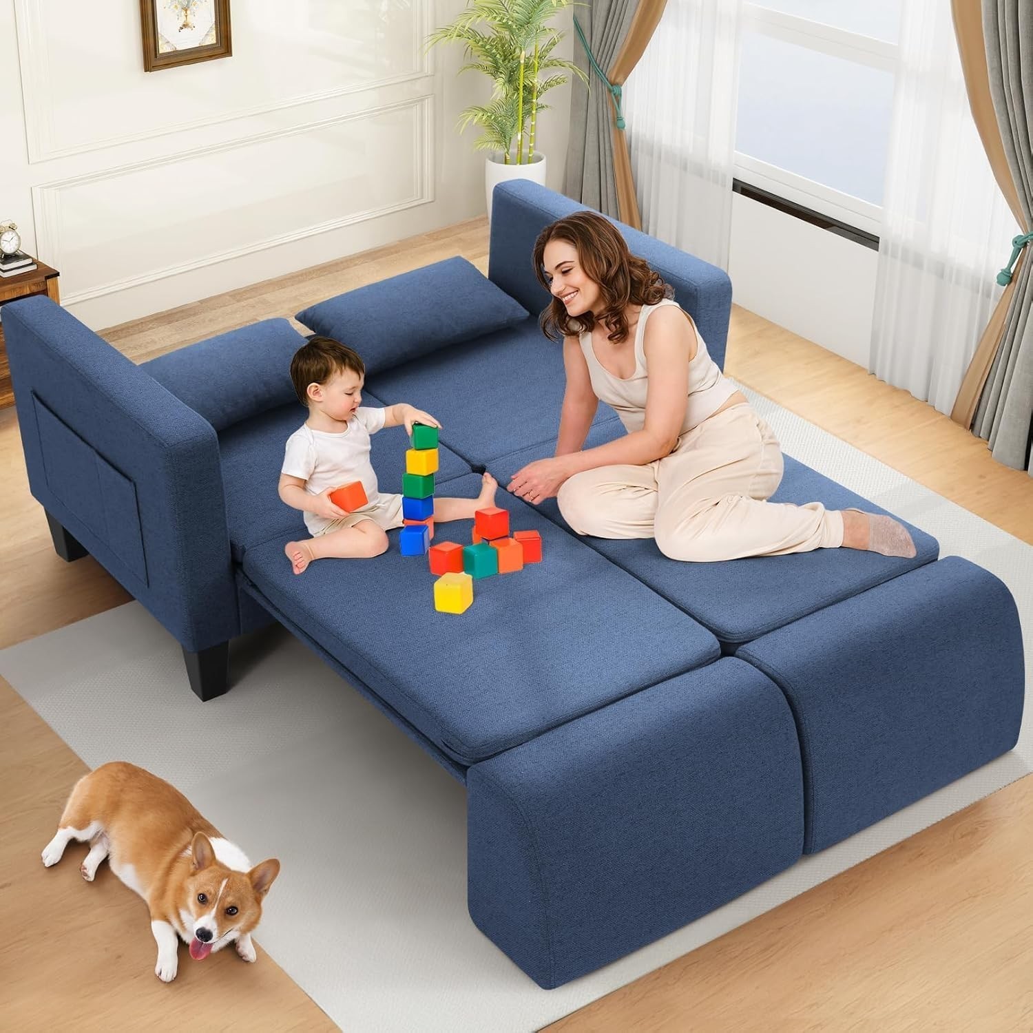 6-IN-1 Sleeper Sofa Bed Innovative Multi-functional Sofa Bed Couch for Family