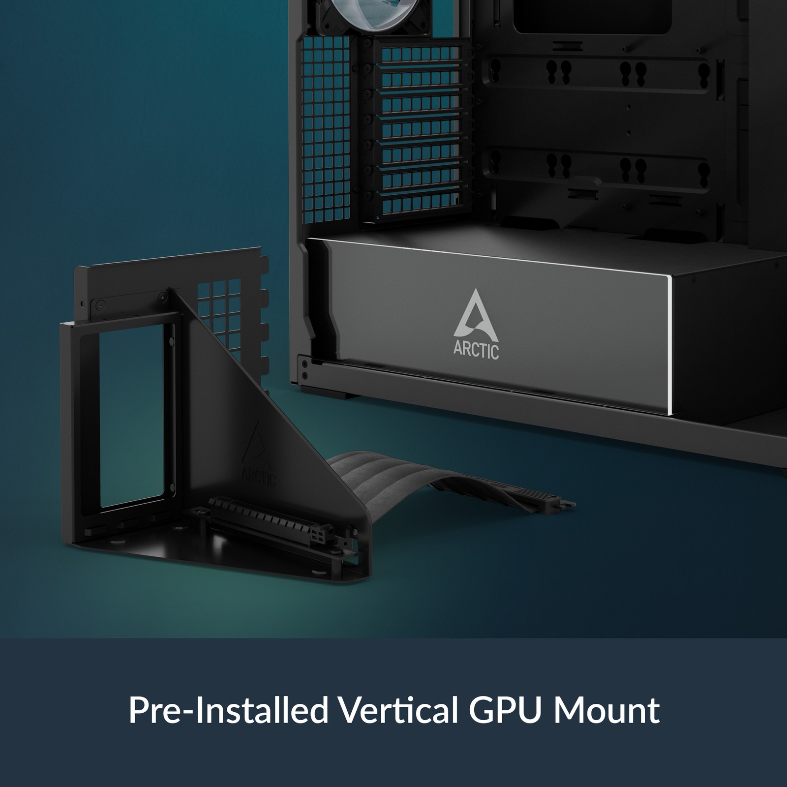 ARCTIC Xtender VG (Black) PC Case Vertical GPU Mount Panorama Glass Midi