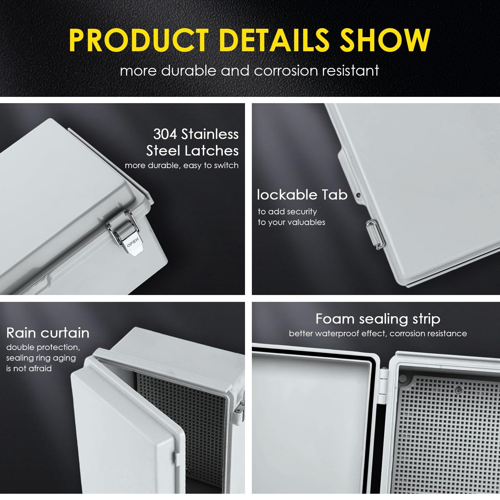 Waterproof Electrical Junction Box, IP67 Plastic Weatherproof Electrical Encl...