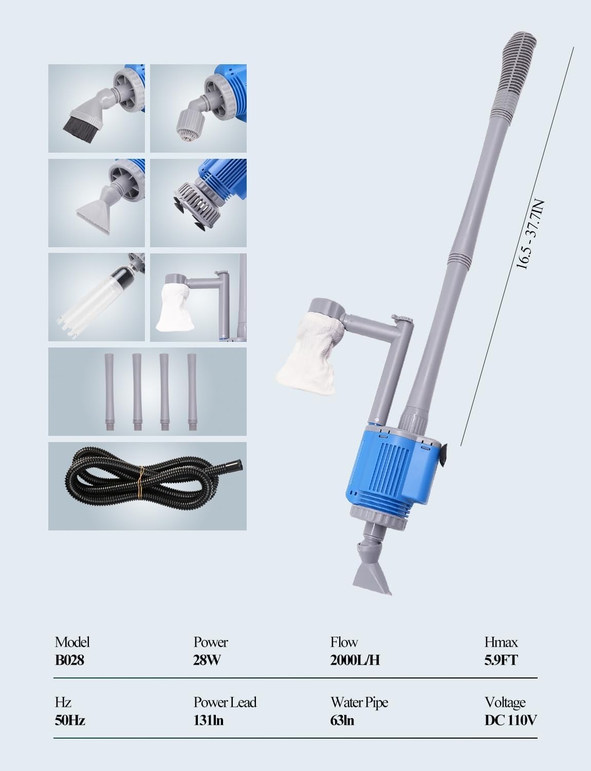 - Electric Automatic Removable Vacuum Water Changer Sand Algae Cleaner Filter...