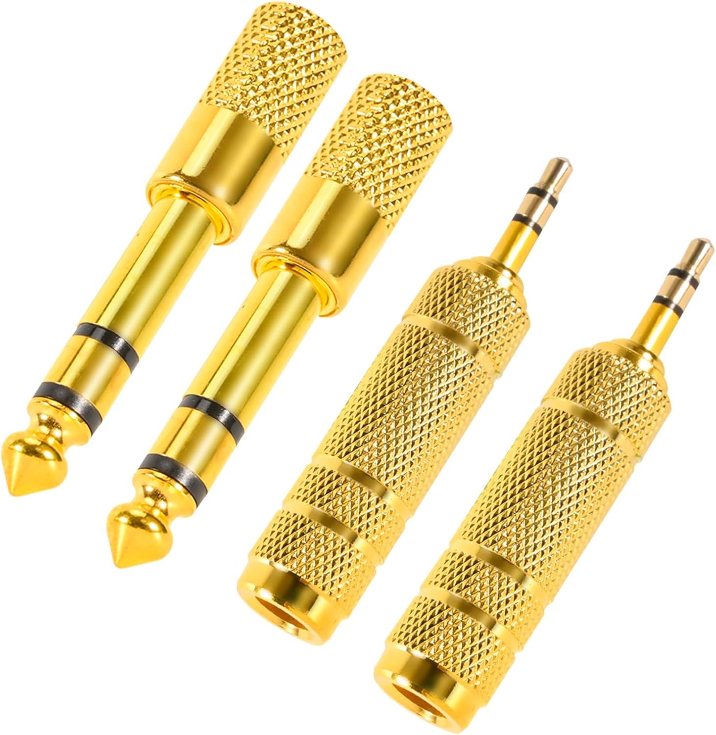 4 Pack 3.5mm to 6.35mm Stereo Audio Adapters, 1/8 & 1/4 Jack Male/Female Guitar