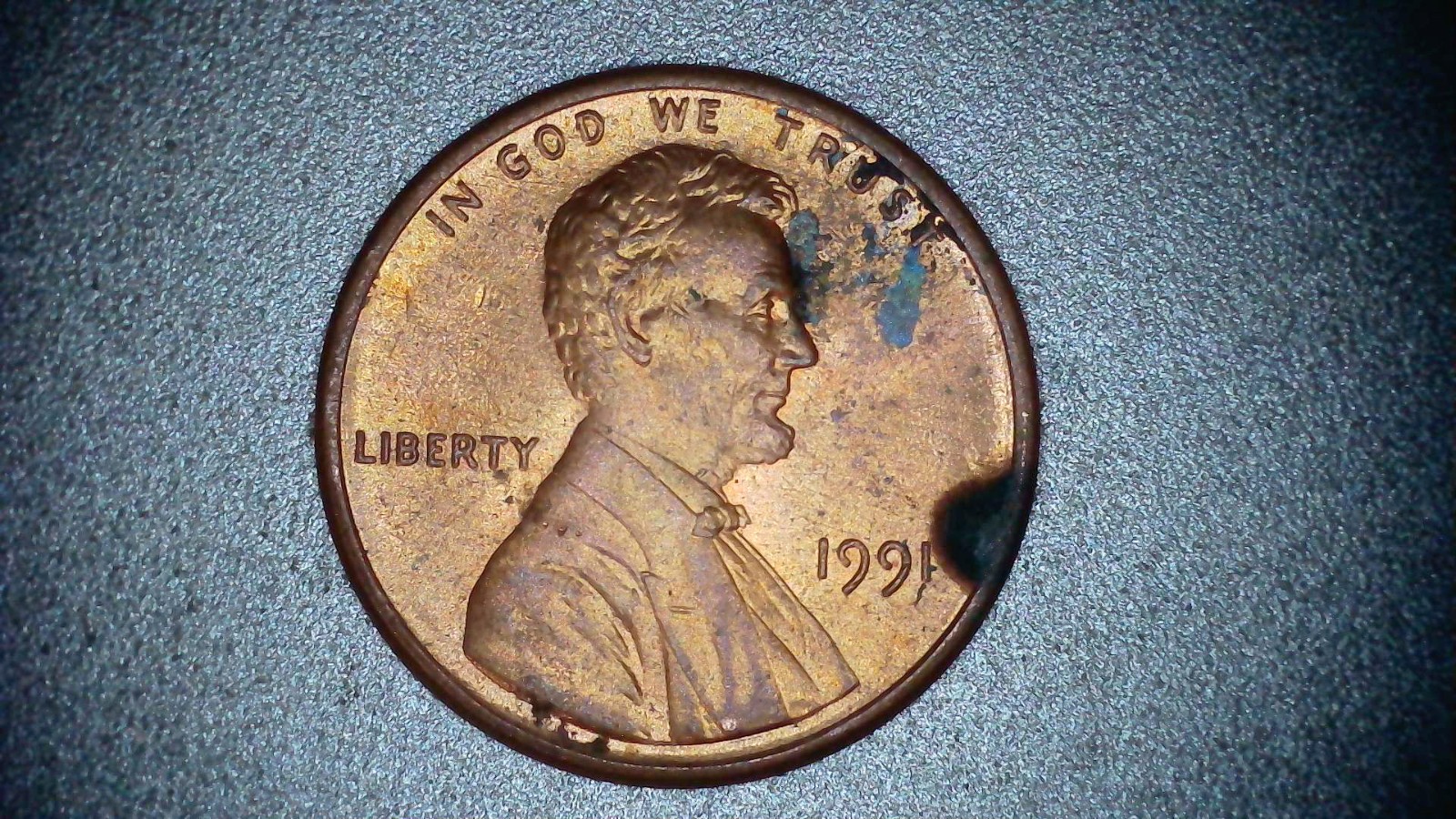 1991 Lincoln Penny with Strike errors on Reverse