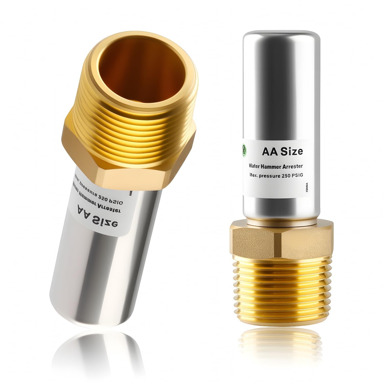 AquaNeurk 2pcs Stainless Steel Water Hammer Arrestor, 3/4 Inch MHT Straight H...