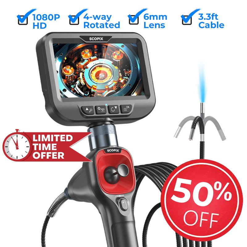 50%OFF 4-Way 720° Articulating Borescope Industrial Endoscope Inspection Camera