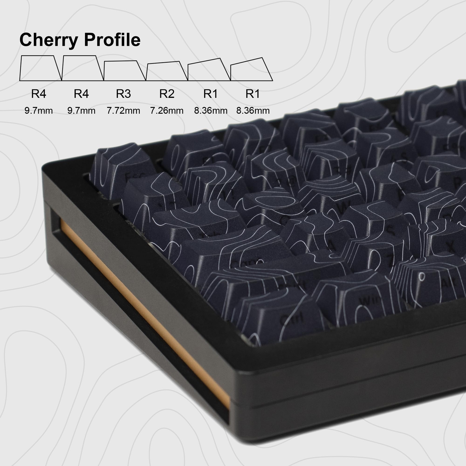 Side Printed-PBT keycapsDark Blue TopographicShine ThroughDouble Shot keycaps...