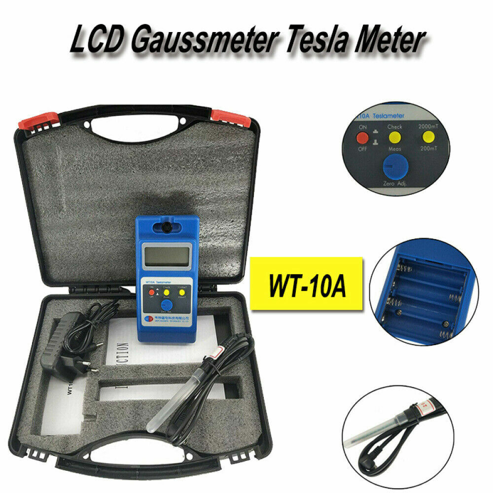 Gaussmeter Tesla Meter w/Ns Magnetic Field Fluxmeter Surface Instrument Portable