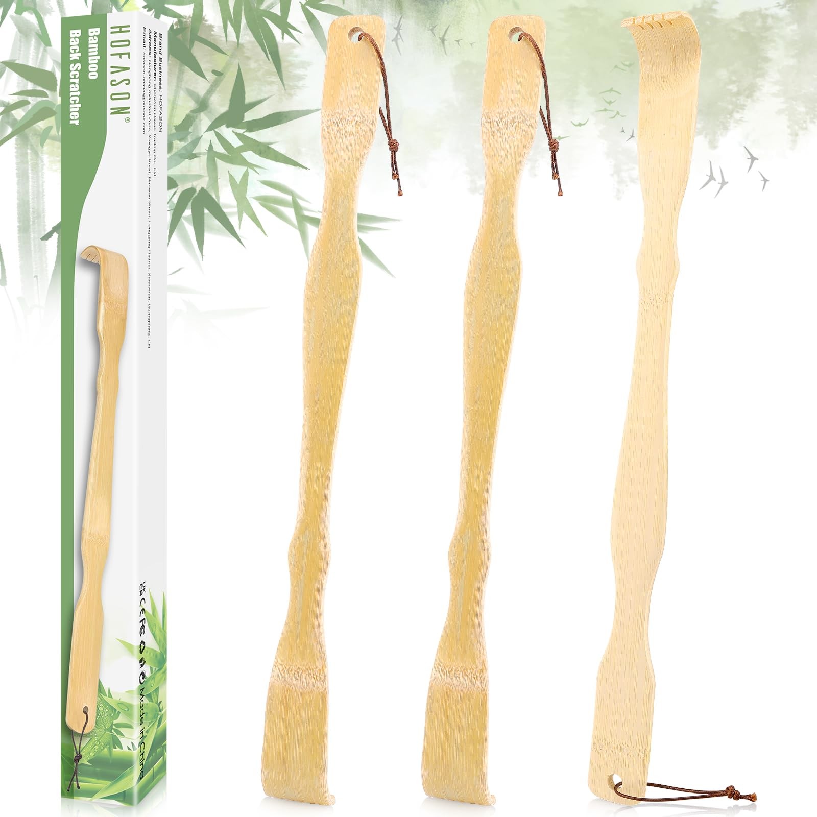 3 Pack Wooden Bamboo Back Scratcher for Adults Men Women, Small Funny Gifts for