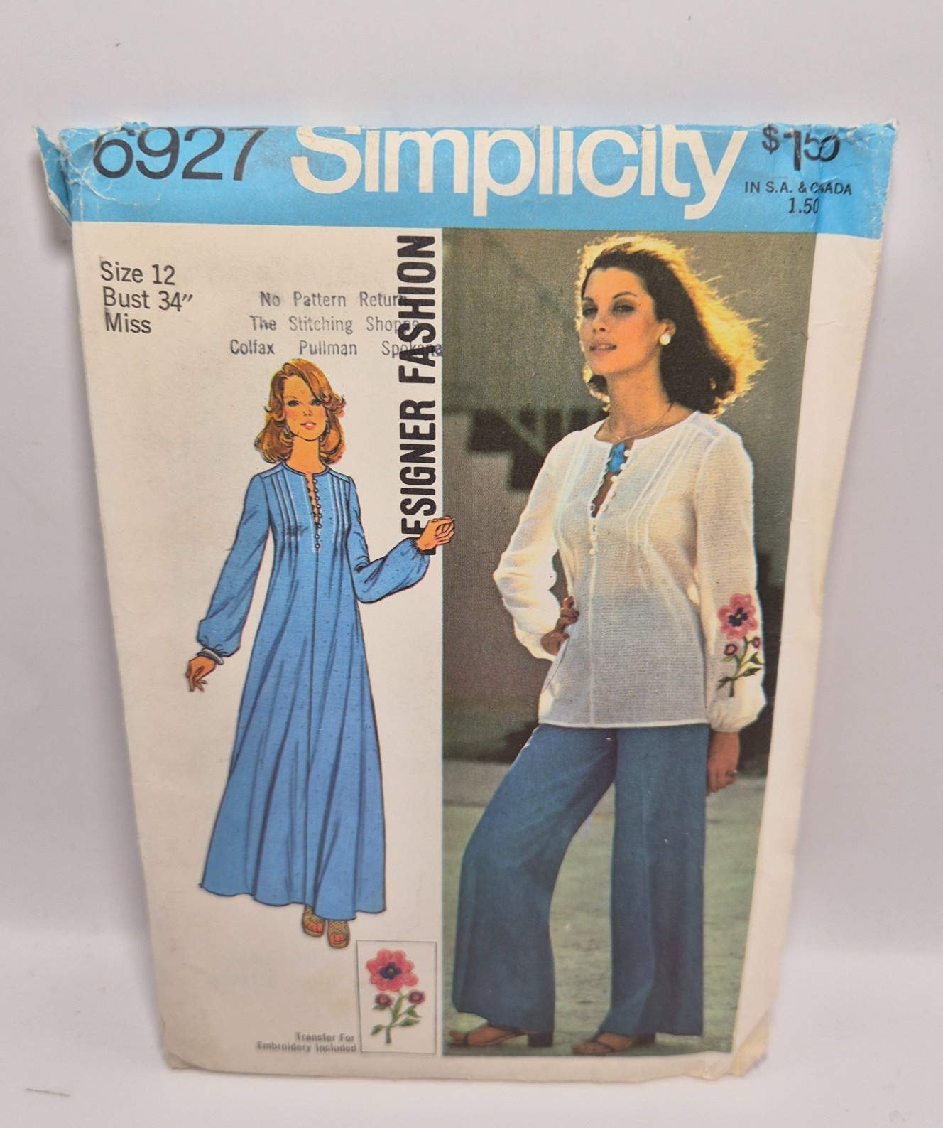 UNCUT Misses Caftan & Wide-Leg Pants Sewing Pattern by Simplicity, 6927, Size 12