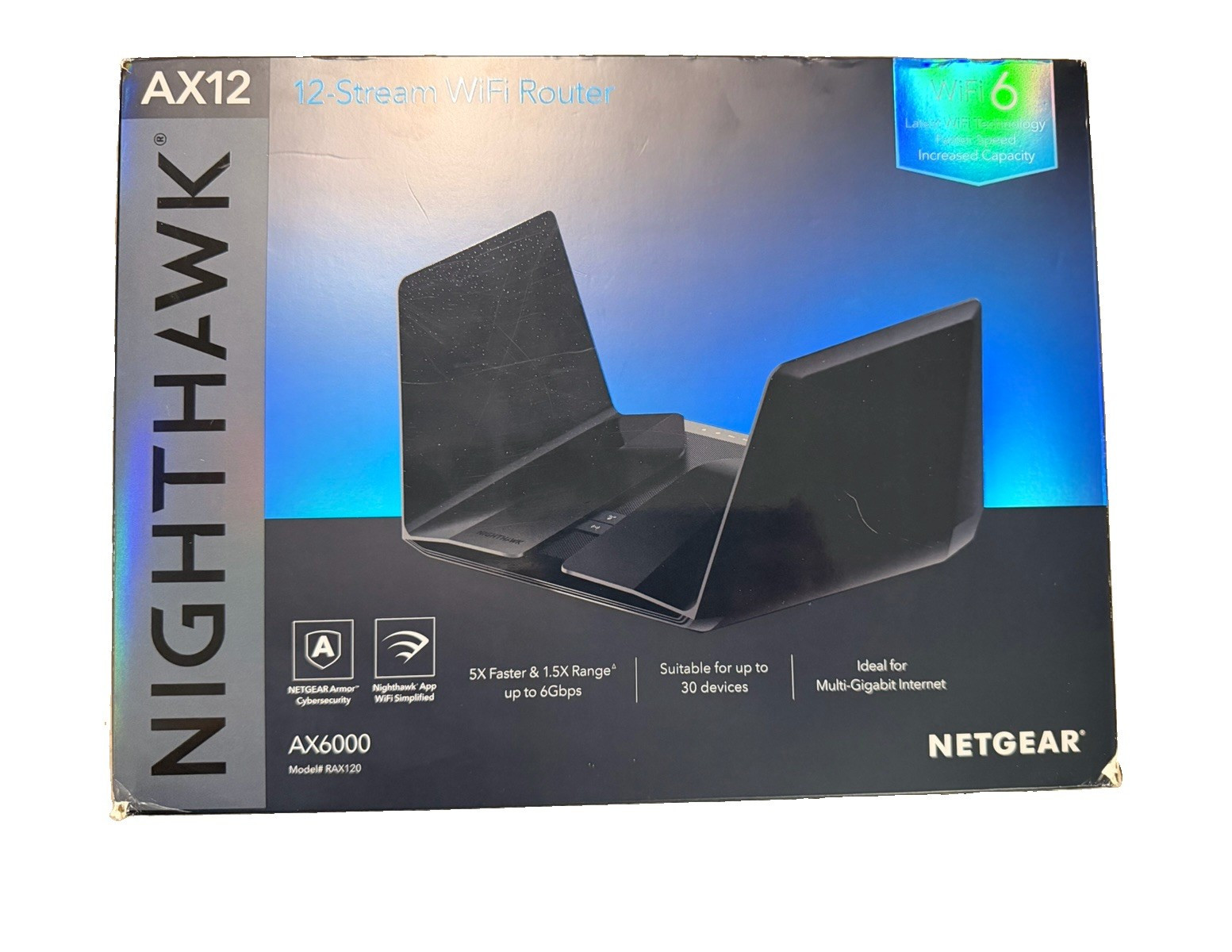 NETGEAR Nighthawk AX12 RAX120 AX6000 WiFi 6 Dual-Band Router 5-Port