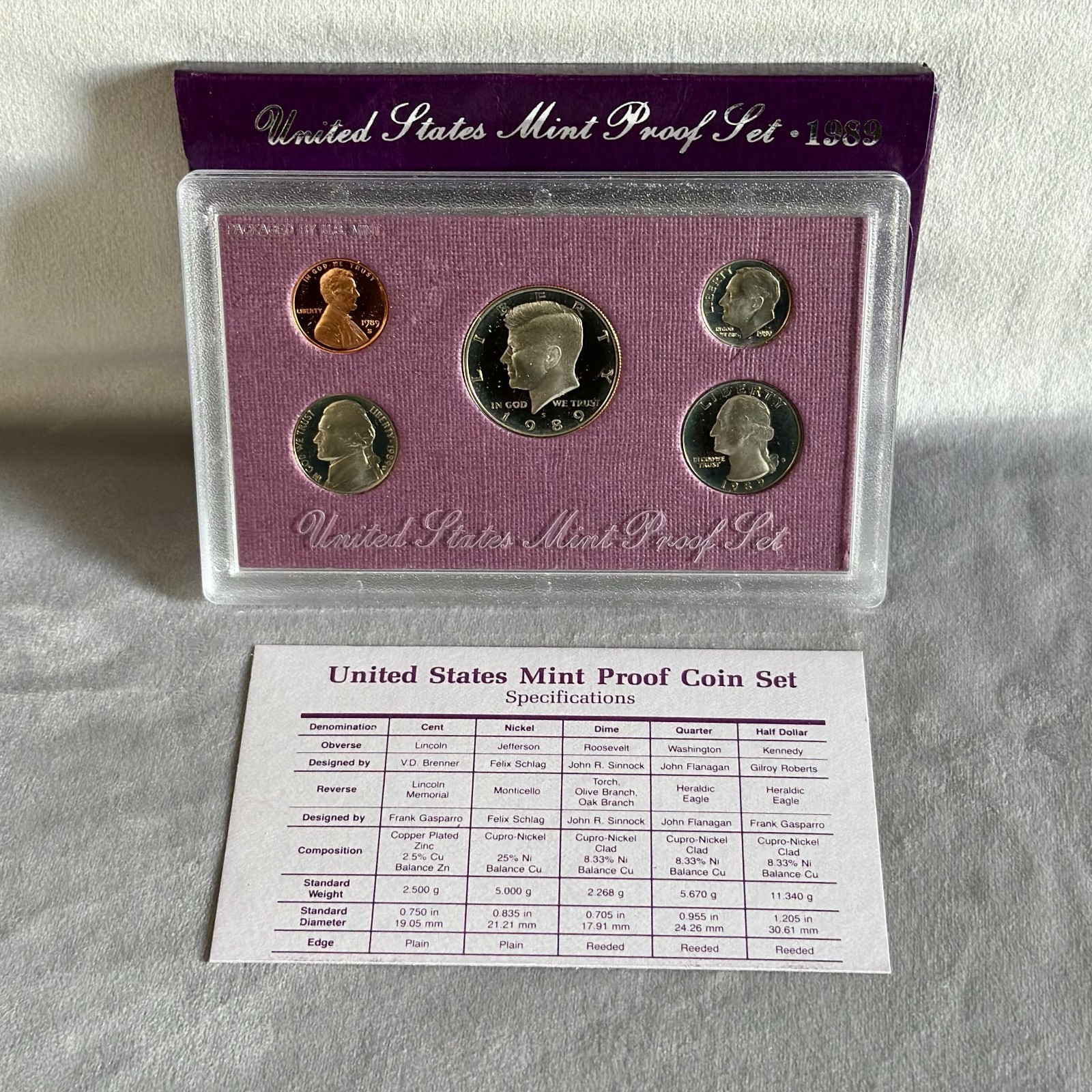 1989-S U.S. Proof Set Clad 6 Coins w/OGP Nice  Cameo