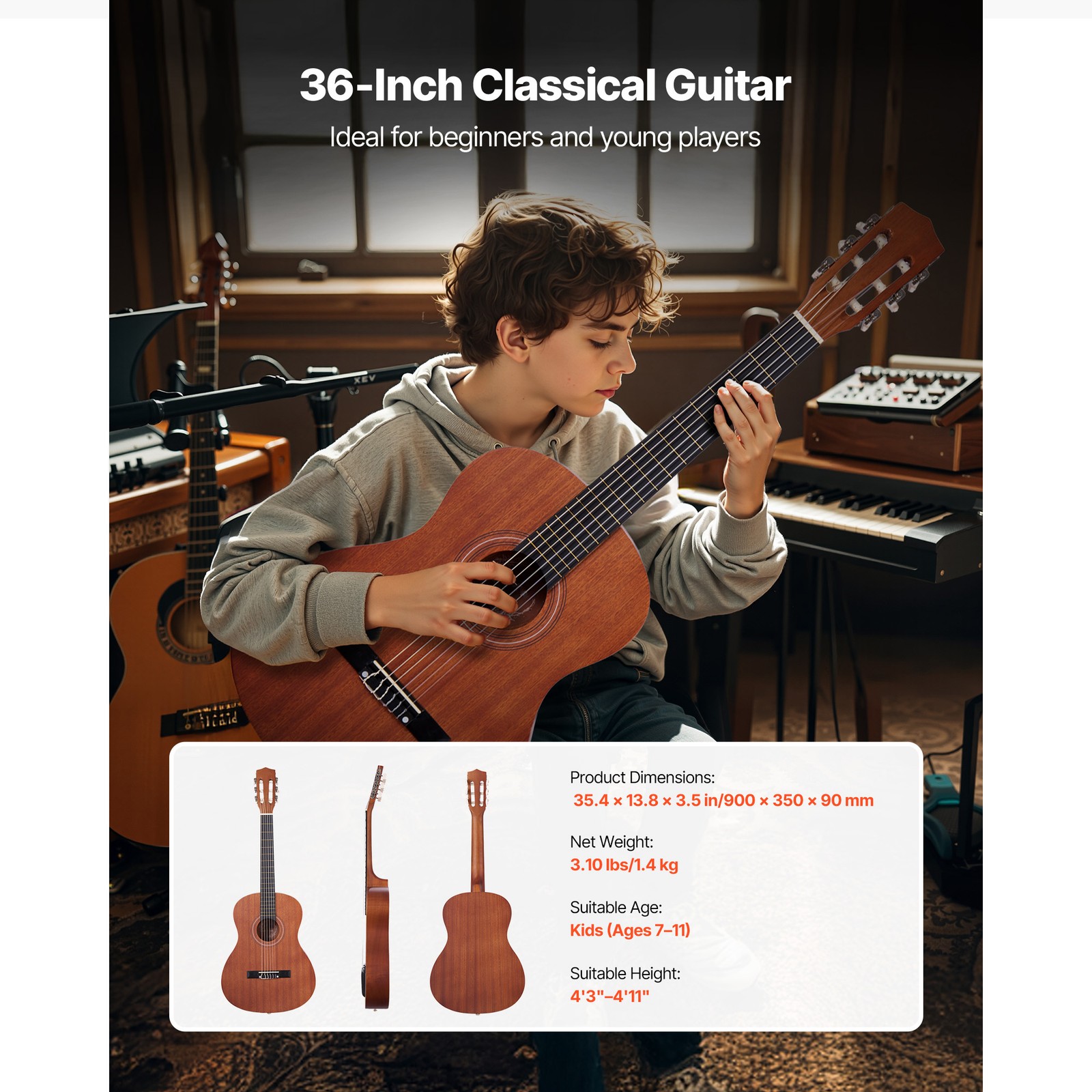 Uimoso 36-Inch Classical Guitar Starter Kit with Nylon Strings for Beginners