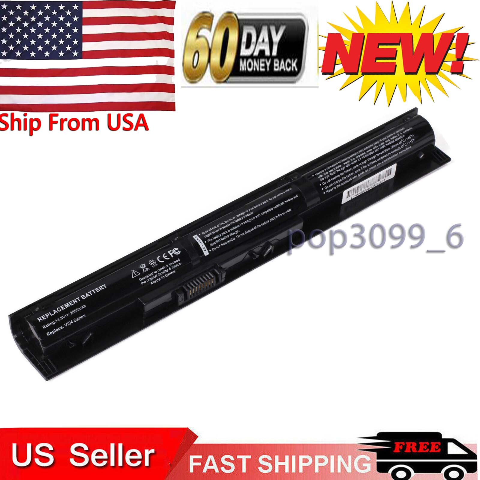 Replacement Battery f/ HP VI04XL Envy M7-K111DX M7-K211DX VI04048 Pavilion 14 15