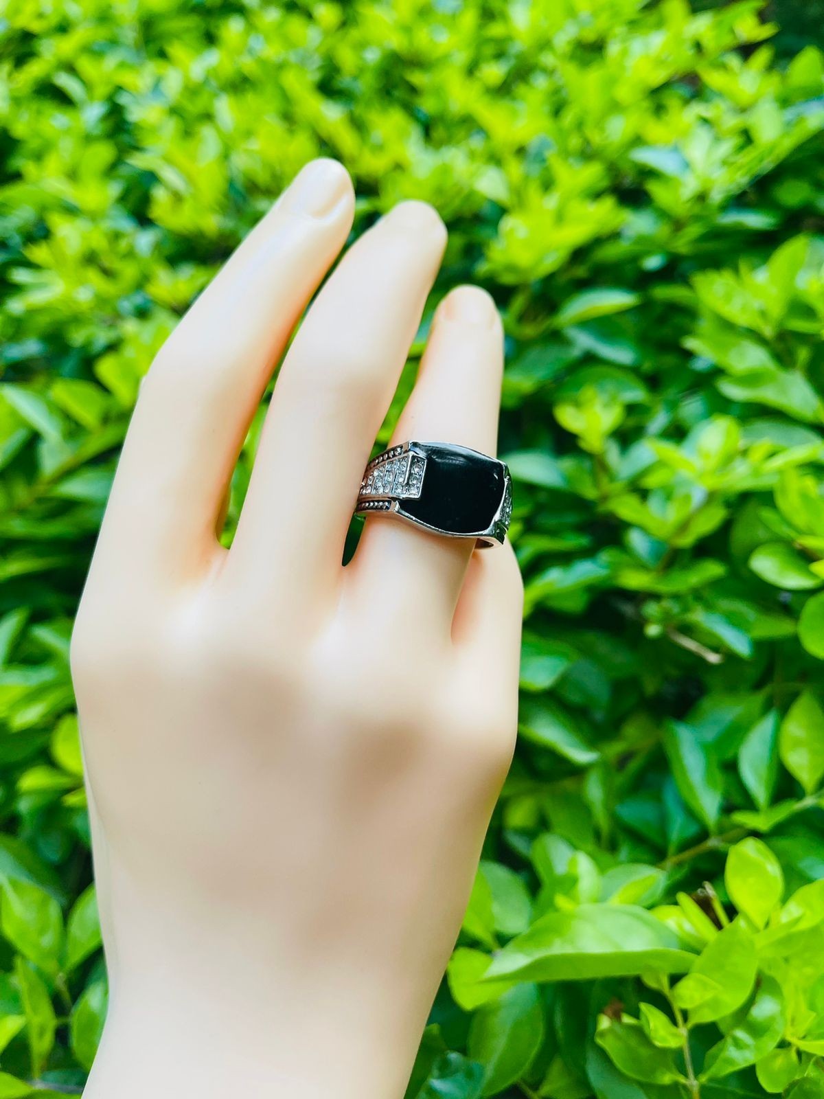 Classic black stone ring/yu47