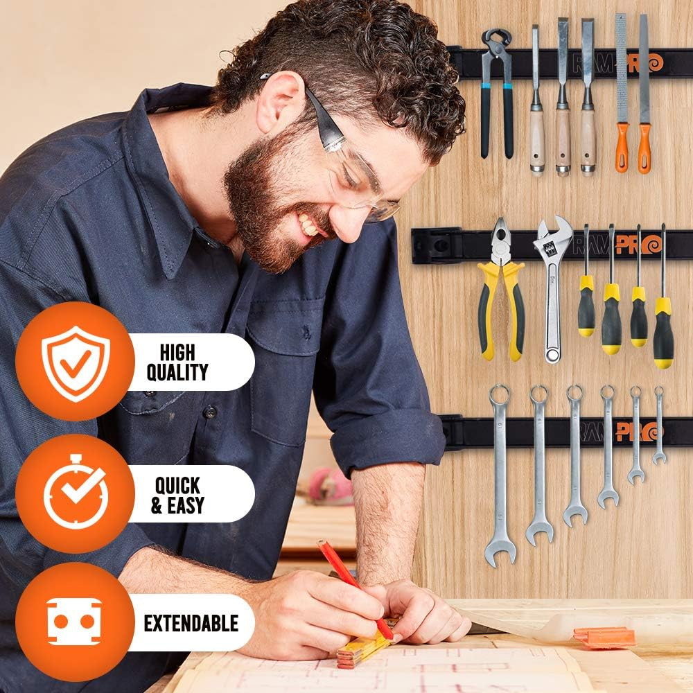 2-Pack 12" Magnetic Tool Holder Strip for Organizing Tools