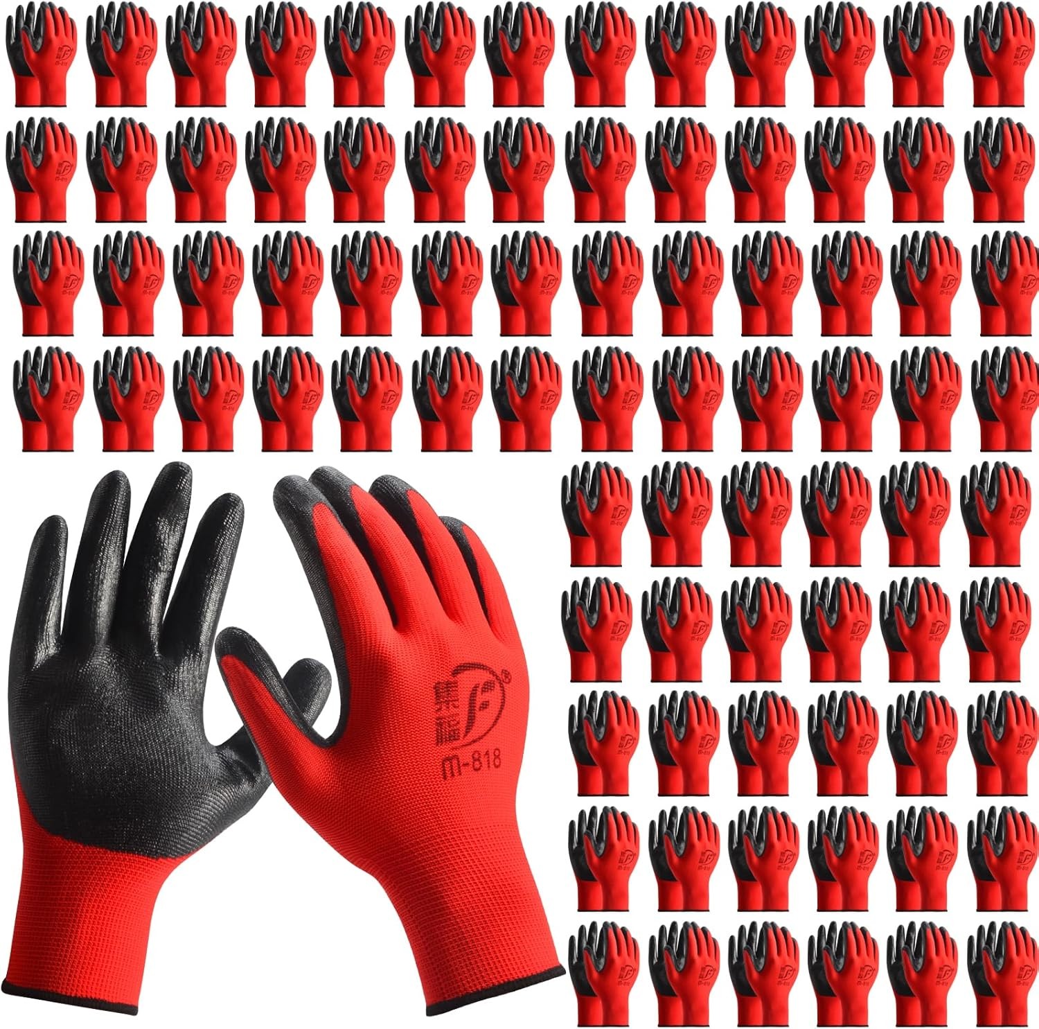 YOUKE OLA 90 Pair Gardening Gloves for Men Women, Breathable Rubber Coated Garde