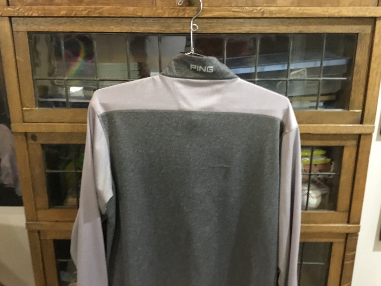 PING Golf 1/4 Zip L/S Lightweight Gray Striped Performance Pullover SZ L - Cool