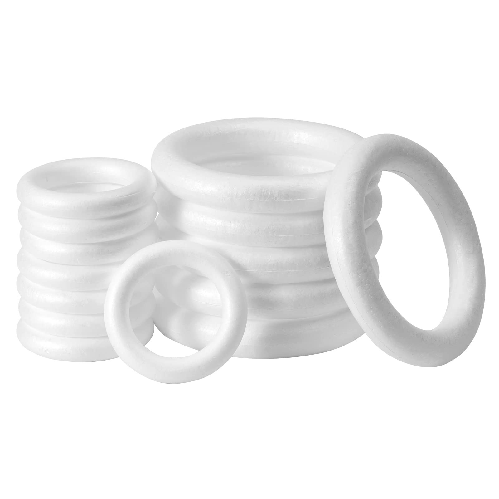 FFchuanhe 14 Pack Foam Wreath Form, Rings for Crafts, 2 Sizes White