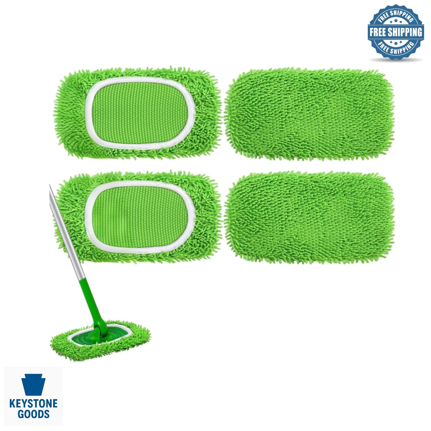 Reusable Microfiber Mop Pads for Swiffer - 4 Pack, Eco-Friendly & Washable, M...