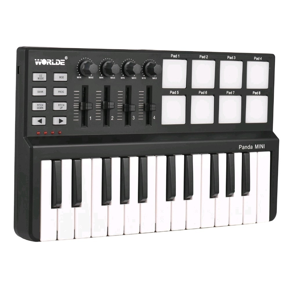 Worlde Panda Mini 25-Key USB Keyboard and Drum Pad MIDI Controller