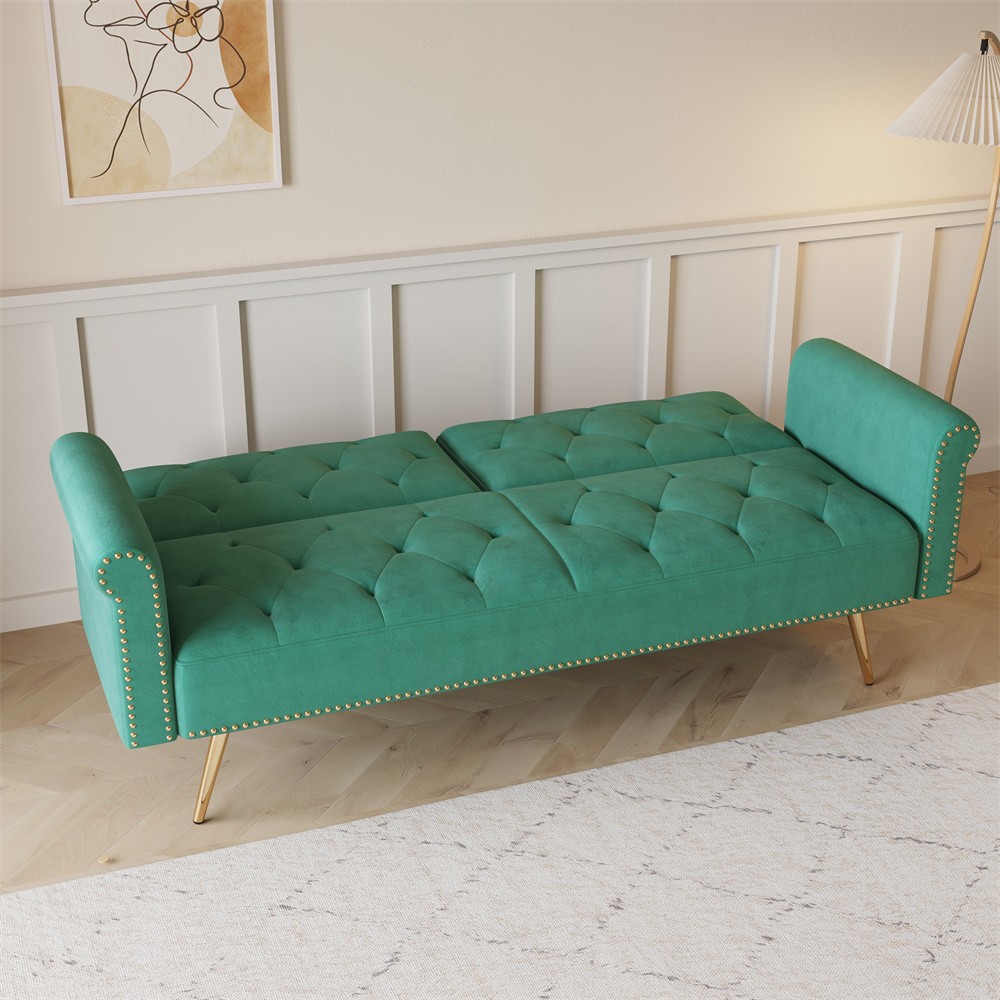 Convertible Sleeper Sofa Bed Velvet Loveseat 2 Seater Sofa Couch Folding Sofa GR