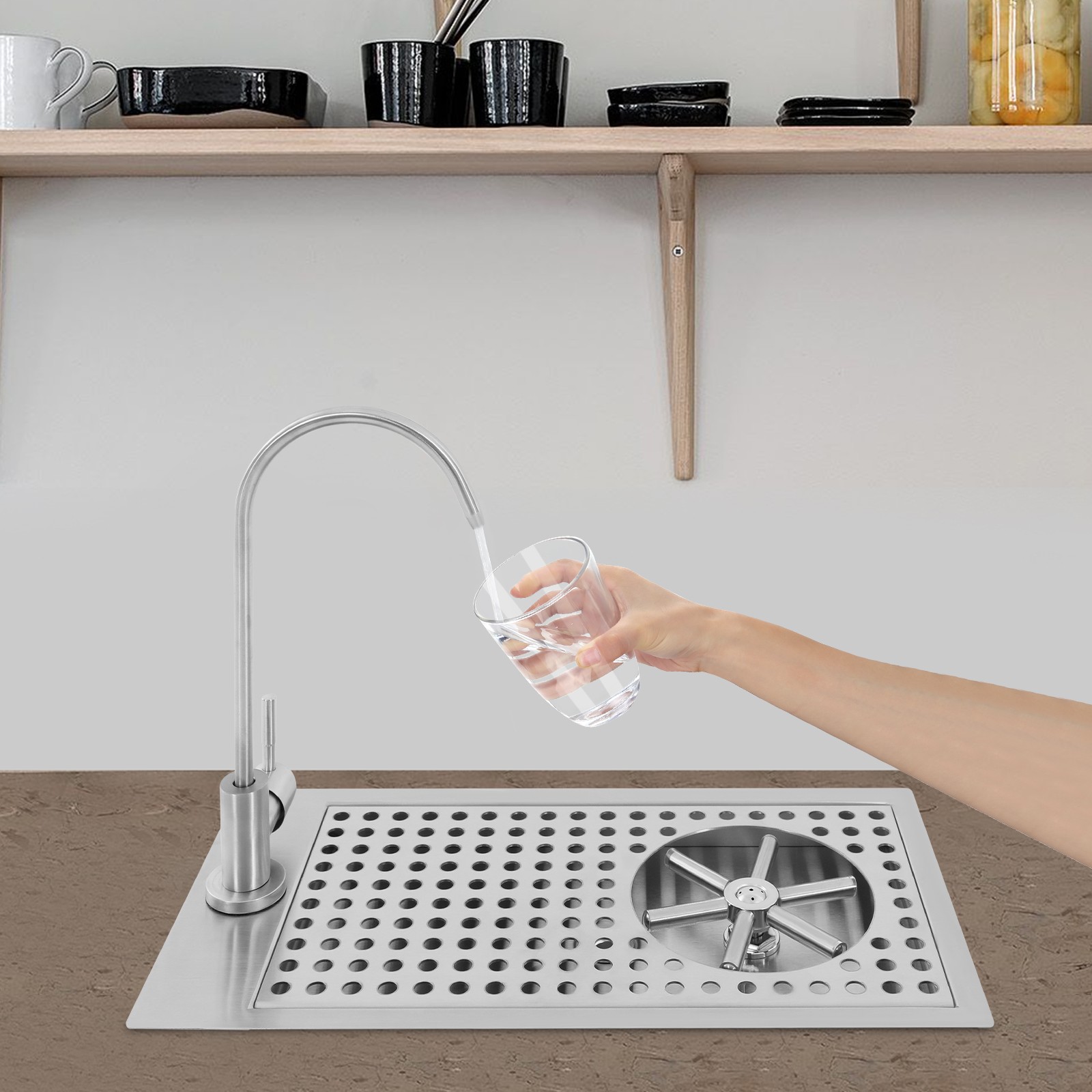 Glass Rinser Cup Washer Stainless Steel Glass Cleaning Rinser With Faucet