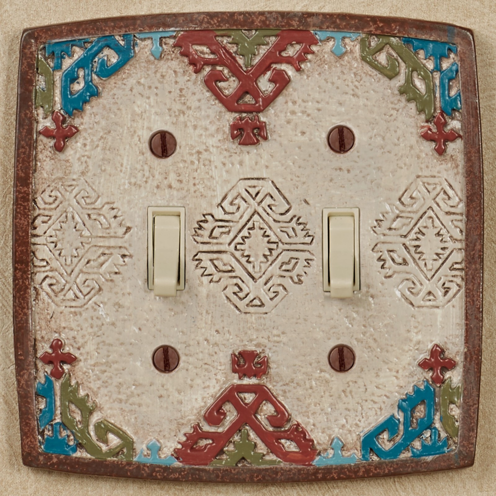 Bandera Southwest Double Switch Multi Warm Geometrics Handpainted