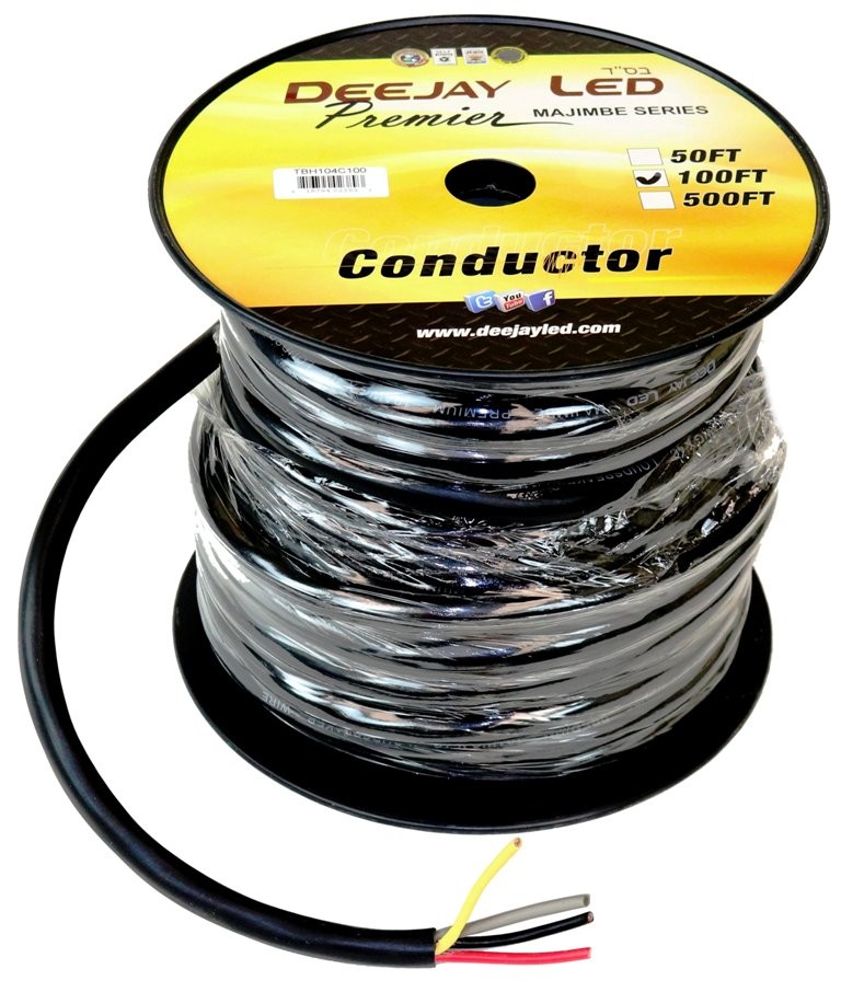 Deejay LED TBH104C100 100ft 4-Conductor 10 Gauge Cable Black