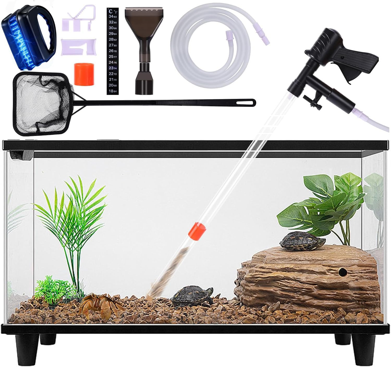 Fish Tank Cleaner Kit, Gravel Vacuum for Aquarium, Fish Tank Aquarium Vacuum Gra