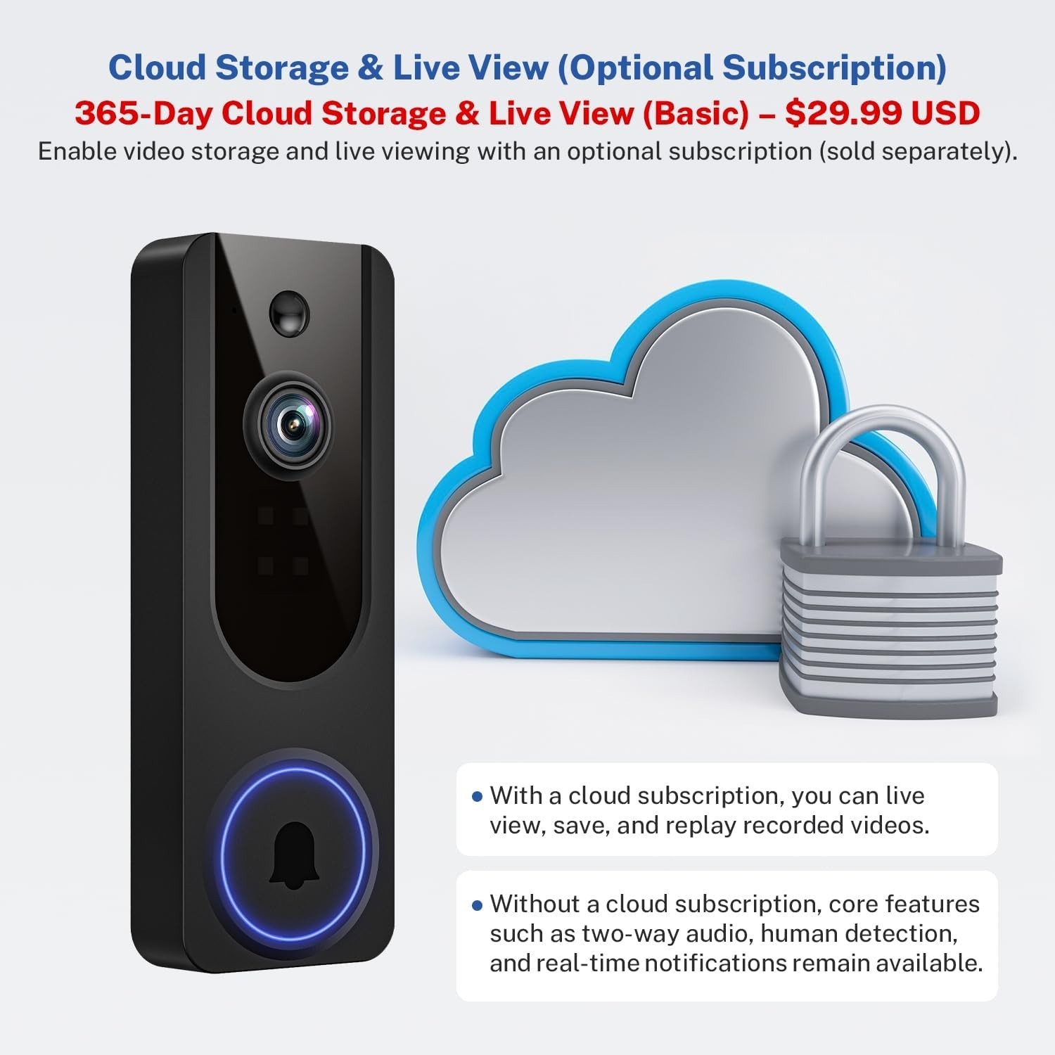 Wireless Smart Doorbell Camera with Motion Detection & Night Vision Capabilities