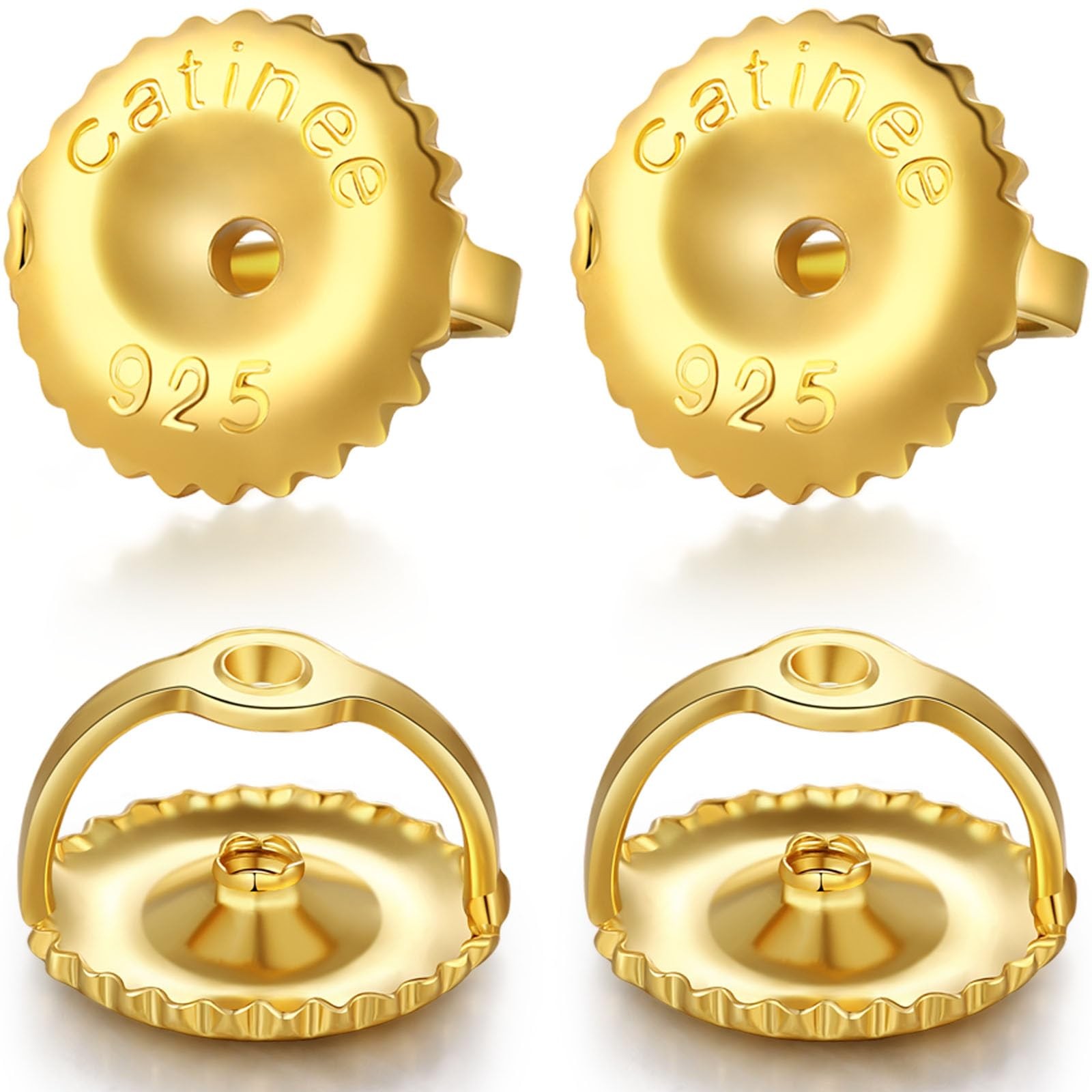 2Pairs Gold Screw Earring Backs Replacements,14K Gold Plated 925 Sterling Silver