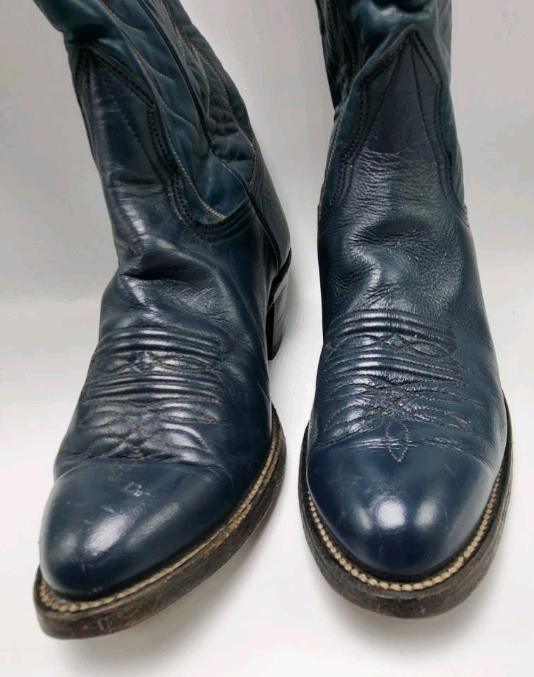 NOCONA BOOTS Vintage Mens 7 1/2 Cowboy Boots Blue Lizard. See Picture Details