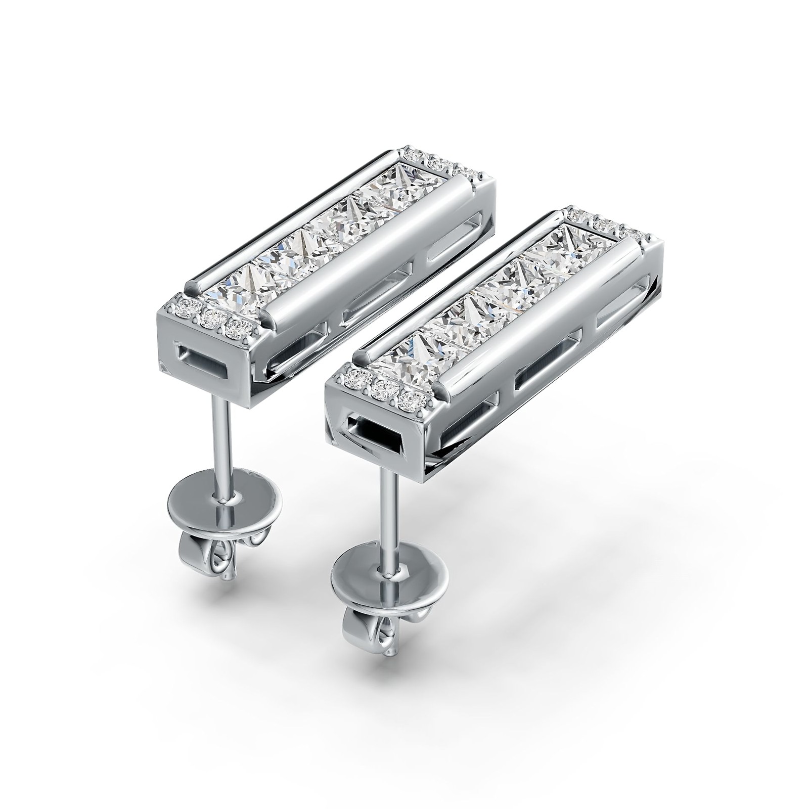 Sterling Silver Semi Mount Earrings Setting SQ Princess 3x3mm