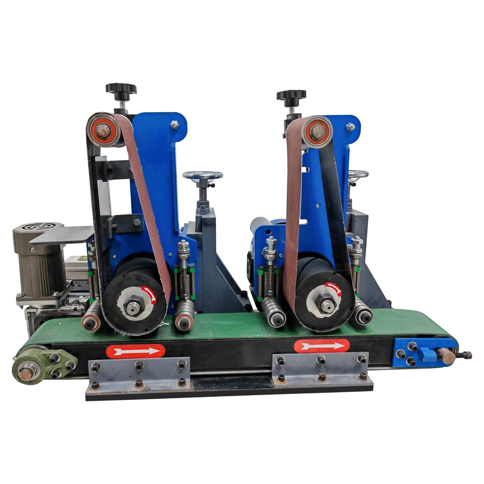 2Station Belt Sander220V Flat Rust Drawing Deburring Polishing Grinder Sharpener